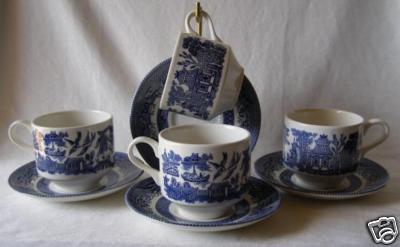 Churchill blue willow cups - 4,