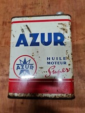 RARE BIDON D'HUILE AZUR VINTAGE - Huile Moteur Super - Déco Garage Rétro Authe