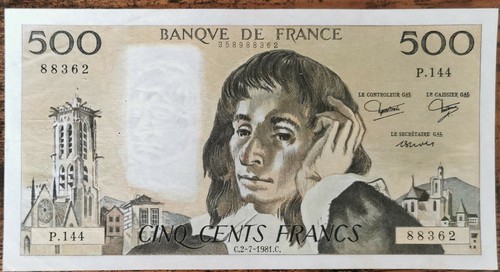 Billet 500 francs pascal - 500, 7