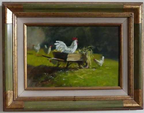 Huile tableau coq - huile,