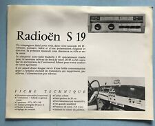 pub originale radio citroen DS 19 1965 " radioën S 19 "continental edison 