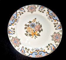 ASSIETTE PLATE  - GIEN DÉCORÉE A LA MAIN - BORDEAUX " AU BOUQUET "