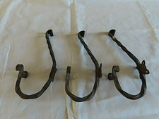 Lot de 3 patères porte manteau, chapeau, en fer forgé torsadé