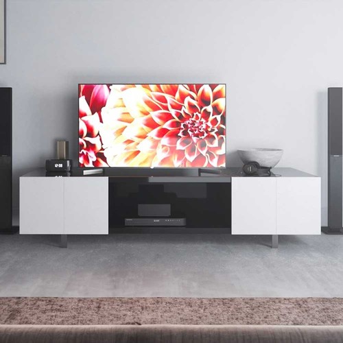 Meuble laqué blanc noir - tv,