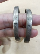 Ancien Paire Bracelet Argent