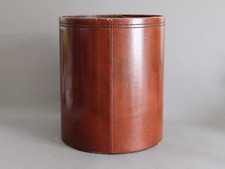 Leather paper bin, Vintage 1960s, Mid Century Modern decor, Office accessory