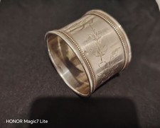 Ancien rond de serviette en argent massif Minerve 950 – 31,2 g – décor floral