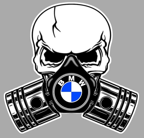Bmw pistons skull sticker - pistons-skull,