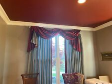 Custom lined Dupioni silk scalloped valance with side cascade red and purple
