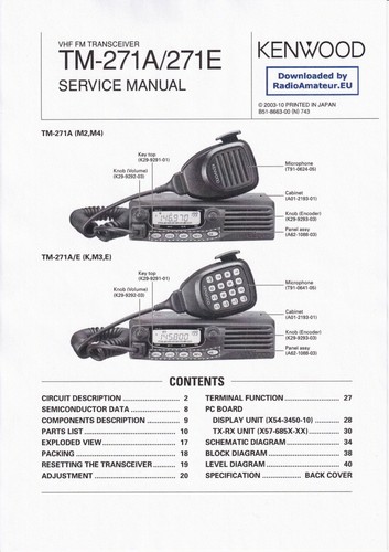 Service manuel instructions - manuel, d'instructions