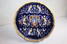 Melonnière coupe  en faïence de Gien, décor Renaissance Italienne fond bleu