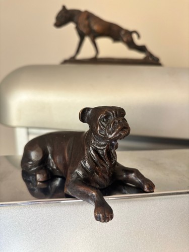 Ancien bronze chien boxer - bronze,
