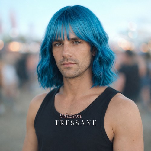 Perruque homme bleu - perruque, carré