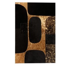 Tableau Déco en Cuir "Opalo II" 60x90cm Noir & Or