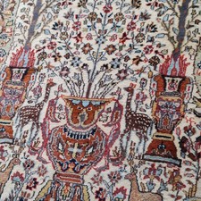 Tapis Chinois année 1990 Laine et Soie, Noué à la main