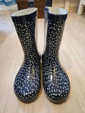 Bottes de pluie Lulu Castagnette marine à pois 28 neuves