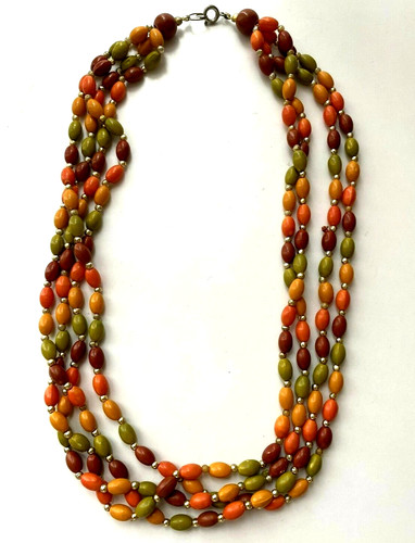 Collier perle rangs orange - perle,