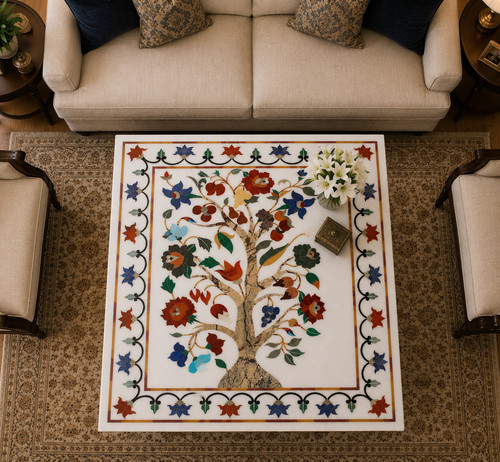 Handmade marble inlay - handmade, coffee