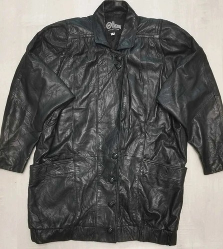 Veste cuir noire vintage - cuir,