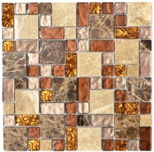Mosaïque translucide combinaison pierre verre beige brun 88-1303_f | 10 plaques