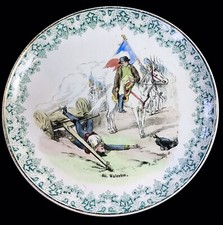 Ancienne Assiette Militaria bataille Waterloo Napoléon Ier Creil Montereau