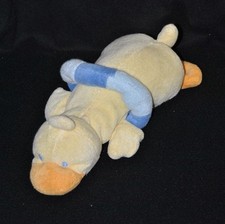 Peluche doudou canard jaune orange TCM TCHIBO bouée bleue 2 tons 29 cm TTBE
