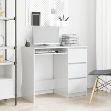 Bureau Meuble de Travail Ordinateur Blanc Brillant Bois d’Ingénierie vidaXL