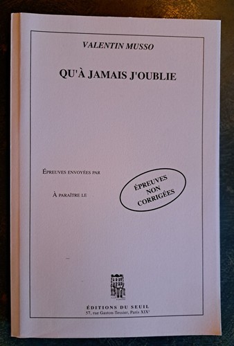 Jamais oublie - jamais, j'oublie