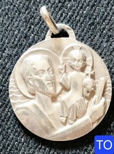 Superbe Médaille Artistique Argent Poinçon Crabe 22 mm- St Christophe Par P Cham