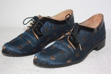 BOCAGE Chaussures lacets Tissu et Cuir Bleu nuit Taille 36 TBE