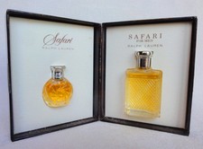 miniatures de parfum Ralph LAUREN Safari men 10ml + femme edp 4ml pleines + Coff
