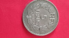 5 Francs  Graveur Lavrillier  1935  en nickel 12 grammes TB+