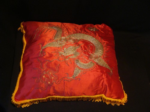 Coussin chinois soie ancien - coussin, en