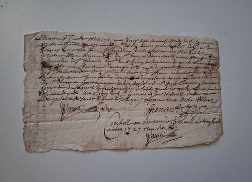 Lettre manuscrite octobre 1727