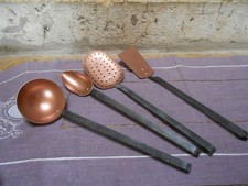 4 Ustensiles de Cuisine Vintage en Cuivre et Fer forgé