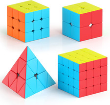 Speed Cube Set - 2x2, 3x3, 4x4 & Pyramid Magic Cubes - Perfect Gift for All Ages