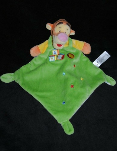 Doudou plat tigrou vert cubes - doudou,