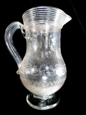 RARE PICHET DE MARIAGE NORMAND EN VERRE XVIII° DOUBLE MONOGRAMME