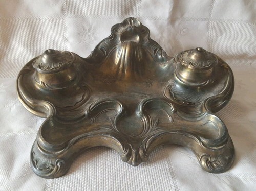 Ancien grand encrier double - , de