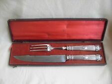 STUNNING ANTIQUE FRENCH STERLING SILVER CARVING SET,COUNT S CROWN,LATE 19th.