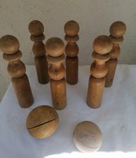 ANCIEN JEU DE 6 QUILLES BOIS