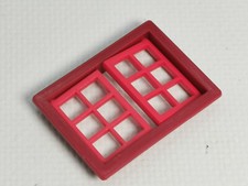 MAJOKIT FENÊTRE BORDEAU A DEUX VANTAUX ROUGES A PETITS CARREAUX