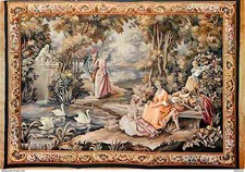23 - Aubusson - Tapisserie - L'étang d'après Watteau - Collection Maxime Fougero