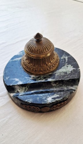 Encrier bronze doré marbre - bronze,