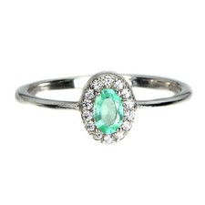 925 Bague en Argent Ovale Vert