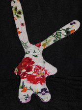 🍀Peluche Doudou Lapin Fleur  CATIMINI Double Face Rose Coquelicot Bon Etat