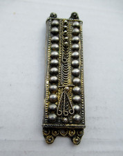 ANCIEN  PENDENTIF ARGENT 925 BOITE à MEZOUZA  ISRAEL ETUI POUR PRIERE JUIF 67 mm