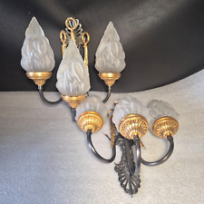 💡  Paire d’appliques en bronze, tulipe flamme n2