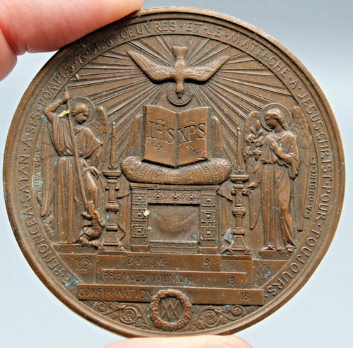Belle medaille bronze bapteme - medaille,