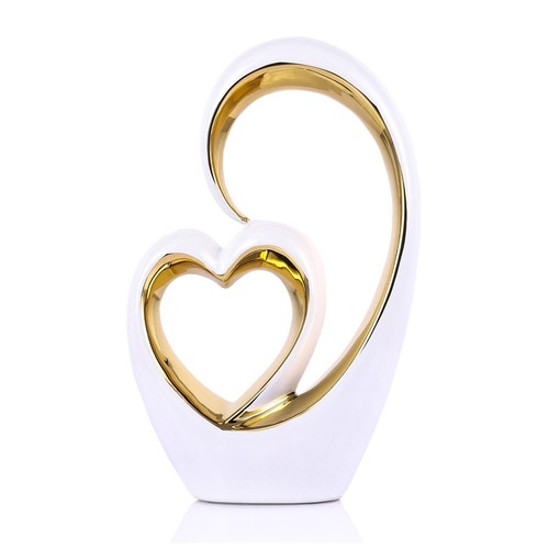 White gold ceramic heart home - gold,
